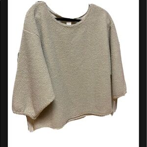ADY P GRAY Luxe Faux Shearling Scoop Neck 3/4 Sleeve Pullover Womens XL